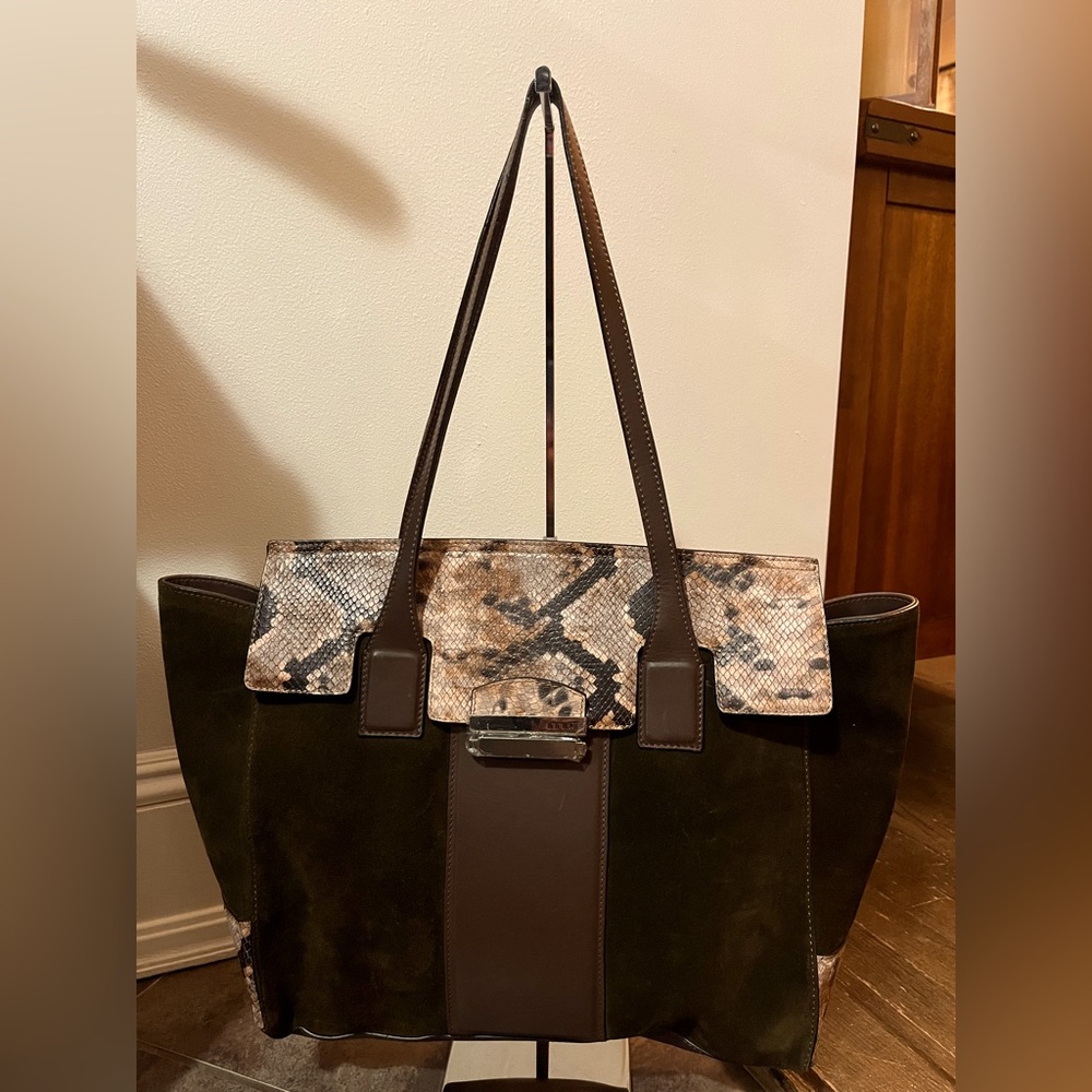 Innue Suede and Snakeskin Leather Handbag NWOT